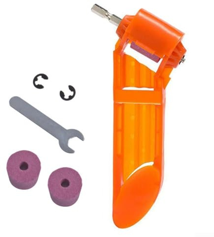 Jotekonoby 1SET Portable Drill Bit Sharpener Corundum Grinding Wheel for Grinder Polishing(Orange ABS+Metal)