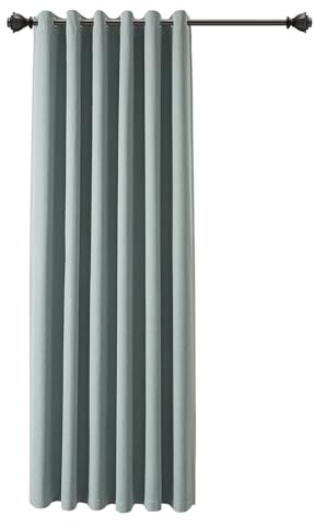 INSPIRE HOMEWARE 100% Blackout Eyelet Linen Curtains for Living Room 66x84 Inch Drop Thermal Insulated & Super soft Ring Top Sage Green Curtain Single Panel with Matching Tie Backs