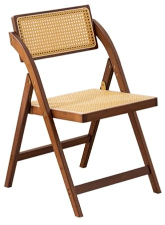 Klappbare Esszimmerstühle, Küchenstühle Aus Holzrattan Mit Drehbaren Rückenlehnen Und Rutschfesten Fußpolstern, Seitlicher Akzent-Küchenstuhl Aus Korbgeflecht(Walnut Colour)