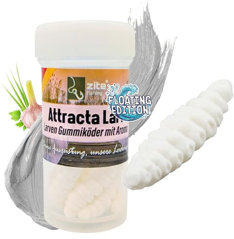 Zite Fishing Attracta Larv Floating | 8 Stück Aromatisierte Gummiköder | Forellen-Angeln | Künstliche Larven Rotationsköder Auftreibende Wirkung | Phthalatfrei & Nachhaltig