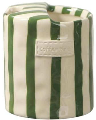 Comforso Retro Hand-Painted Novelty Ceramic Coffee Mug,10oz Travel Mug in Stripes for Home and Office,Microwave, Oven and Dishwasher Safe,The Great Present for Coffee Lovers (Green)