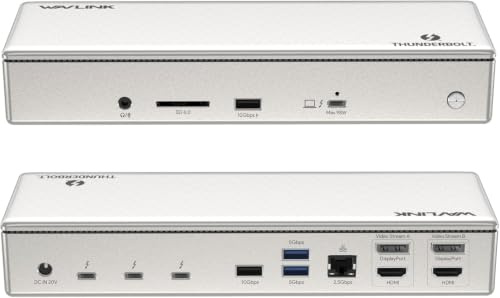 WAVLINK Thunderbolt 4 Dock 40Gbps, 96W PD, 8K/quad 4K per Mac & Windows | Stazione di docking 15-in-1: 8K@30Hz, quad 4K@60Hz, DP+HDMI, USB 10Gbps, LAN 2,5G, SD, audio, 96W PD, compatibile Mac Windows