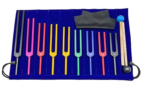 Tsudoku 9 Piece Colorful Aluminum Alloy Tuning Forks Therapy Tuning Forks Speech Therapy