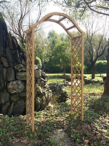 Marko Gardening Garden Arch Wooden Pergola Feature Trellis Rose Archway Natural Tan Wood Timber