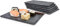 Sänger | Schieferplatte im 6er Set, Teller Set eckig, Servierplatte rutschfest, Deko Tablett, Sushi Set aus Schiefer, Kuchenplatte, Dessertteller, Servierteller, Sushi Geschirr | 22 x 16 cm