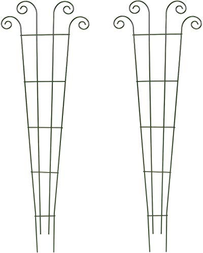Set of 2 x Green Scrolled Wall Trellis - Climbing Plant Pot Container Support Trellises