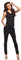 Lemoniade stylischer Jumpsuit ohne Ärmel mit elegantem Wasserfallkragen und ausgefallener Schnürung an der Hüfte (XL (42), Modell 1 Schwarz)