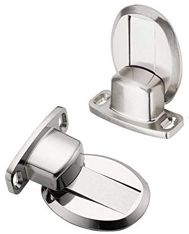 2 Pcs Magnetic Door Stopper,Heavy Duty Metal Door Stop Catch Holder Doorstop Floor Mounted,Self Adhesive and Screws Included