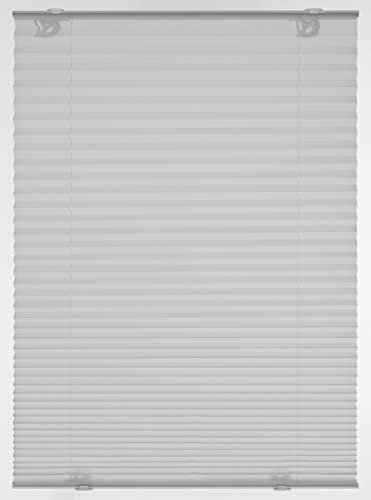GARDINIA Estor plisado Solo con ventosas, Persiana plegable opaca, Todas las piezas de montaje incluidas, 2 rieles operativos de aluminio, Gris, 40 x 130 cm (An x Al)