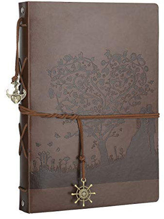 AIOR Hochzeit Fotoalbum zum Selbstgestalten, Leder Scrapbook Album Groß, Vintage Fotobuch Gästebuch Fotoalben Schwarze Seiten, Pärchen Jahrestag Geschenk für Sie, Liebesbaum