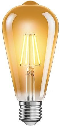 ledscom.de E27 LED Leuchtmittel, ST64, extra warmweiß (2200 K), 4 W, 489lm, goldfarben