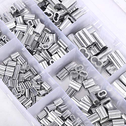 315 Stück Crimpringhülsen, Aluminiumdrahtseilhülsen Doppelrohrhülsen für Kabel- und Kabelende Hardware Teile M1.2 M1.5 M2 M2.5 M3 M4 M5 M6