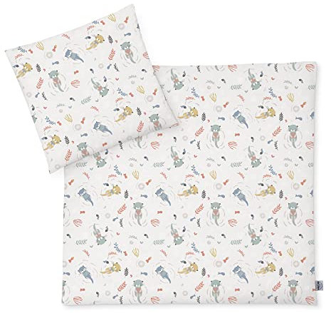 Julius Zöllner Jersey - Kinderbettwäsche 80x80 + 35x40 cm, 2-teiliges Set aus Deckenbezug und Kissenbezug, 100 Prozent Jersey-Baumwolle, mit Reißverschluss, Standard 100 by OEKO-TEX, Little Otti