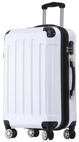 BEIBYE Zwillingsrollen 2048 Hartschale Trolley Koffer Reisekoffer in M-L-XL-Set in 15 Farben (White, L)