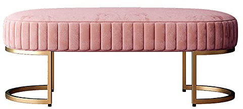 SS&LL Premium Samt Sitzbank Gepolstert Sitz,Modernen Eingangsbereich Schuhbank & Schlafzimmer Ende des Bettes Sitzbank & Wohnzimmer Sitzpouf Sofahocker Mit Golden Base-Rosa 60x40x32cm(24x16x13inch)