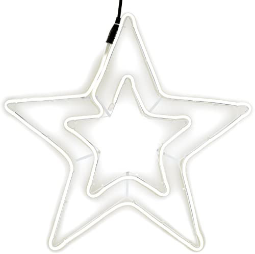 Nipach GmbH Wandleuchte Neonstern 360 LED weiß Stern Ø 55 cm Trafo Weihnachts-Deko Weihnachtsstern Dekostern Fensterschmuck Fensterlicht 5 Zacken Xmas