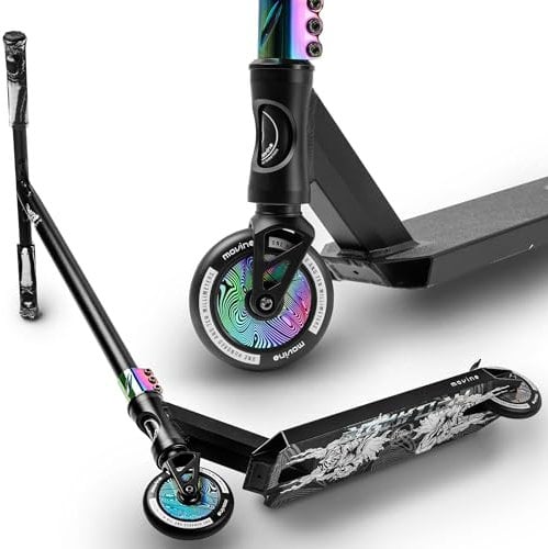 MOVINO Haze Stunt Scooter Stunt Roller Kickscooter Professioneller Freestyle Roller Trick Roller ABEC 9 Kugellager IHC 110 mm Räder Belastbar 100 kg Für Kinder Ab 8 Jahre Und Erwachsene Neochrome