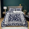 Duvet Covers Vintage Navy Blue Flowers Double Bedding Duvet Set Soft Microfibre With Pillow Cases Hypoallergenic Super King Duvet Cover Set(78.8x78.8inch Duvet Covers+2 Pillowcases 19.7x29.6inch)