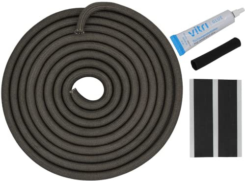 Kamindichtung Türdichtung Set, 3m ø9,5 mm, für Justus und Oranier Kamin, Kaminofen Dichtung inkl. Kleber, Abbinder, Hülse und Einbauanleitung