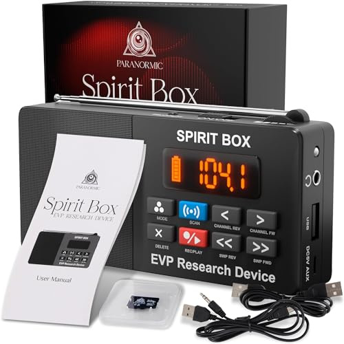 Spirit Box für Geisterjagd — Handheld-EVP-Gerät zur Geisterjagd mit 32-GB-Micro-SD und integrierter Taschenlampe — Paranormale Ghost Box zum Scannen und Aufzeichnen von Spirit-Stimmen