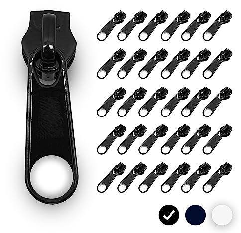 DOJA Barcelona | Reißverschluss Zipper | 40mm | Pack 20 | Zipper Slider Nummer 5 | Schwarz | Reißverschluss Schieber zum Nähen | Reißverschlusszieher Kleidung, Mäntel, Jacken, Röcke, Schlafsack