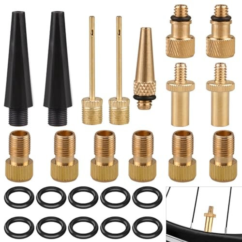 Fahrradventil Adapter Set, Adapter Französisches Ventil, Alle Ventiladapter Fahrrad, Französisches Ventil Adapter und Autoventil Adapter, Fahrradpumpe Adapter für Alle Ventile(size:25 Stück)