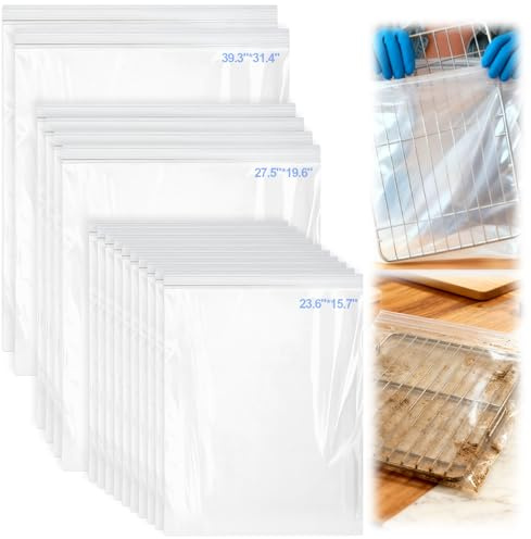 Palksky Oven Rack Cleaning Bags, 3 Sizes Heavy Duty No Scrub Oven Rack Cleaning Bags, Reusable Leak-Resistant PE Bags for Deep Soaking Grill Grates, BBQ Racks, No Cleaner Included, 16 Packs