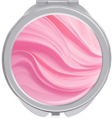 Jubonexis Mini miroir de poche pour femme Rose clair Motif vague