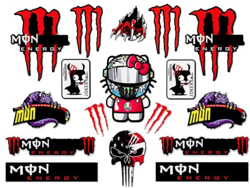 KRFWGUU Monster Energy Adesivi Moto Reflective Sticker Waterproof Motorcycle Cool Sticker For Motorcycle, Helmet, Skateboard, Car And Off-Road Motorcycle, Red