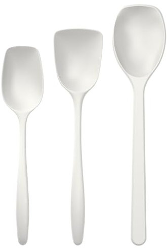Rosti Classic Kochlöffel Set 3-Teilig, Hochwertiges Küchenhelfer Set mit 2 Kochlöffel & 1 Backlöffel, aus Kunststoff, Hitzebeständig, Bruchsicher, Spülmaschinenfest, Weiß