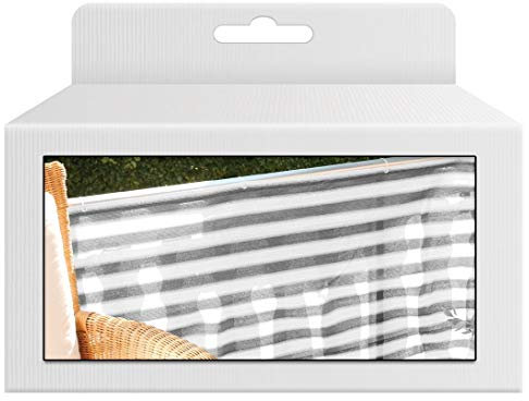 bambus-discount.com Balkonbespannung günstig aus PP Material, 90x500cm, grau/weiß - Sichtschutz für den Balkon Balkon Sichtschutzstoff - Balkonbespannung