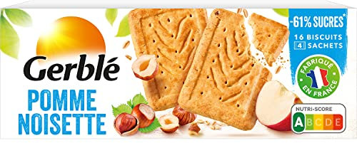 Gerblé Teneur réduite, Biscuits Pomme Noisette, Allégés en sucre et en sel, 16 biscuits, 230 g, 207084
