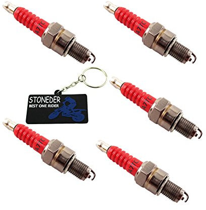 Stoneder 5 x Rouge A7tc centres Bougie pour 50 cc 70 cc 90 cc 110 cc 125 cc 150 cc Moteur Pit Dirt bike Moto ATV Quad Go Kart Buggy