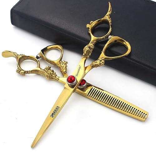 Gold 6/7-Zoll professionelle Haarschnittschere, Multifunktions-Haarschnittschere Set (6-Zoll 2-teiliges Set)