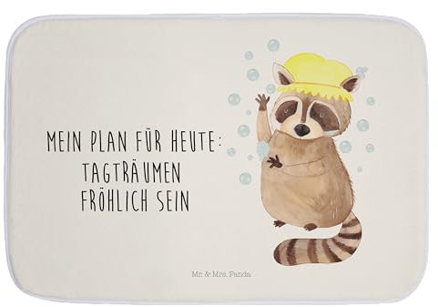 Mr. & Mrs. Panda Badvorleger Waschbär - Geschenk, lustige Sprüche, Gute Laune, Fröhlich, Tiere, Tiermotive, Badteppich, Badezimmermatte, Badematte,