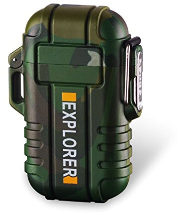 SANShine - Mechero electrónico de doble arco con batería de plasma recargable, resistente al viento, impermeable y portátil, ideal para cigarrillos o velas, camouflage