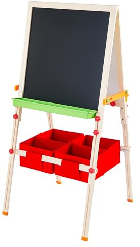 Kids Easel Chalkboard Blackboard Whiteboard Adjust Height Teamson Kids TK-FB028R