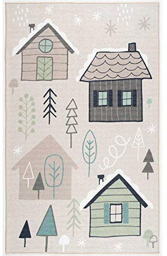 ScandicLiving Kinderteppich 100x160 cm Häuser natur/multi