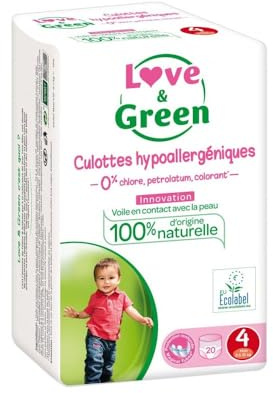 Love & Green Hypoallergene Höschen, 20 Stück, Größe 4 (8-15 kg)