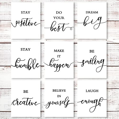 Xinzistar 9 Stück Inspirierende Motivation Poster Wand Foto, Motivierende Sprüche Wanddrucke Für Wohnzimmer Und Schlafzimmer Wanddekoration Für Büro Küche, 25X20Cm