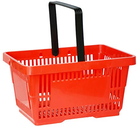 Elipo® Einkaufskorb Tragekorb Handelskorb Verkaufskorb Handkorb 22L Kunststoff Korb mit Griff 30kg (Rot)