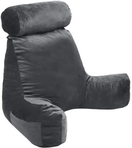 bananair - Cuscino da Lettura per Letto - Tessuto Morbido di Velluto - Imbottitura in Schiuma Molto Confortevole - Supporto Ottimale - Cuscino per Schienale Pratico e Facile da Trasportare (Grigio)