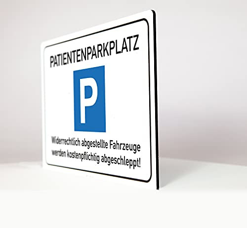 AllesKlaro® - Patienten Parkplatz - Hinweisschild - Querformat - stabile 4 mm Alu Verbundplatte (45 x 30 cm) - 4x Bohrlöcher