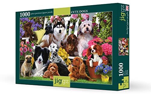 Rochli 1000pc Jiggz Cute Dogs Premium Jigsaw Puzzle - Every Piece is Unique - Challenging Adult Family Fun Game - Cockapoo, Spaniel, Dalmatian, Labrador Puppy