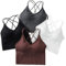 Sport BH Damen Bustier BH Ohne Bügel Sport Bra Top Spaghettiträger Cross Back Design Push up BH für Yoga Fitness (Schwarz+Grau+Weiß+Kaffee)