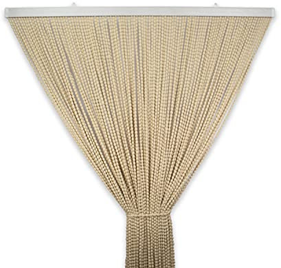 Tata Home Tenda Antimosche Catenelle Perline di Stoffa Morbide per Porta Finestra Moschiera a Pannello Susy 140x230 cm Colore Beige