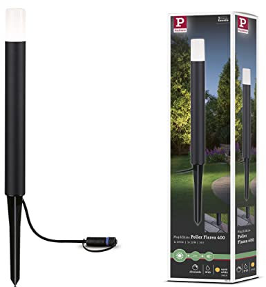 Paulmann 94536 Plug & Shine LED Außenleuchte Pollerleuchte Flarea IP65 400mm Warmweiß incl. 1x3,6 Watt dimmbar Schwarz Metall 3000 K