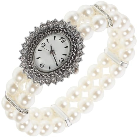 Amosfun Montre avec bracelet en perles artificielles et strass - Pour homme et femme