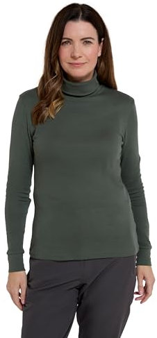 Mountain Warehouse Meribel Womens Roll Neck Top - 100% Combed Cotton Thermal Baselayer, Breathable, Lightweight, Isotherm with Fitted Sleeves - Ideal for Khaki Women's Size 22