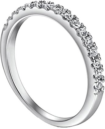Mesnt Ring Damen Silber 925 Verlobungsring Damen Zirkonia Halbe Ewigkeit Verlobungsring Zirkonia Silber Größe 54 (17.2)